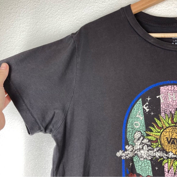 Vans Women’s Off The Wall World Tour Short Sleeve T-shirt Washed Black Large - Picture 7 of 14